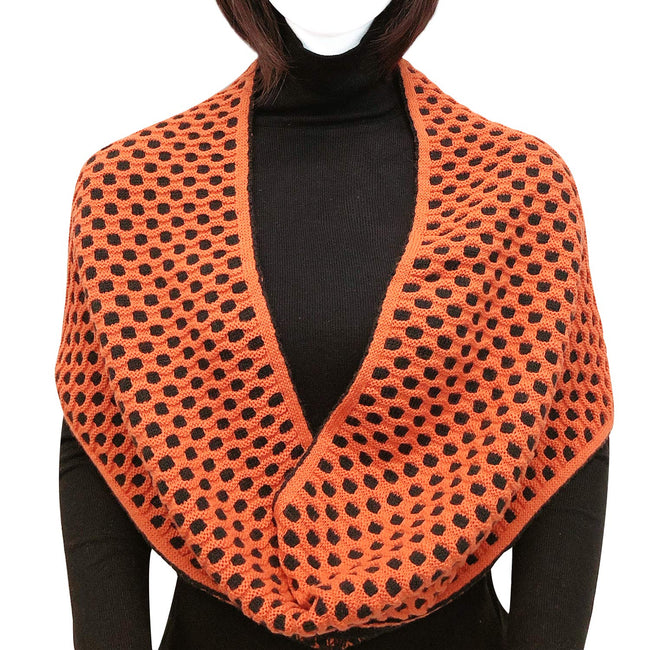 Wrapables Two Tone Warm Winter Knit Infinity Scarf, Orange & Black