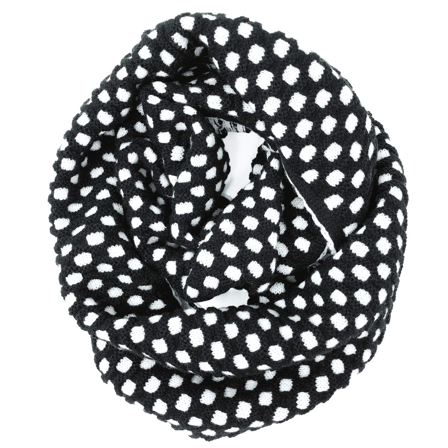 Wrapables Two Tone Warm Winter Knit Infinity Scarf, Black & White