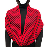 Wrapables Two Tone Warm Winter Knit Infinity Scarf, Cherry Red & Black