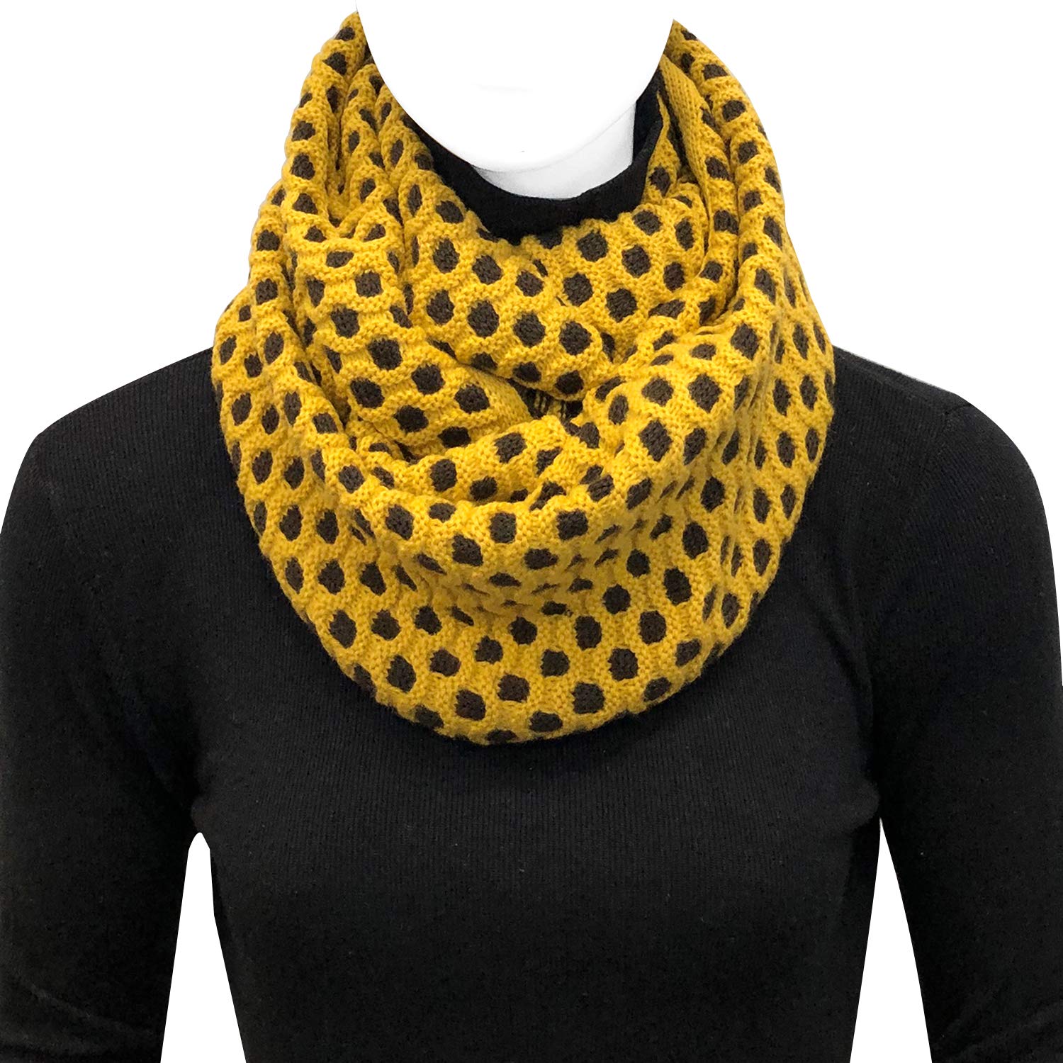 Wrapables Two Tone Warm Winter Knit Infinity Scarf, Yellow & Brown