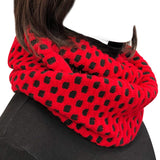 Wrapables Two Tone Warm Winter Knit Infinity Scarf, Cherry Red & Black