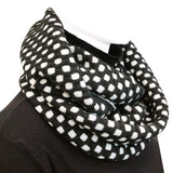 Wrapables Two Tone Warm Winter Knit Infinity Scarf, Black & White