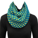 Wrapables Two Tone Warm Winter Knit Infinity Scarf, Dark Teal & Yellow