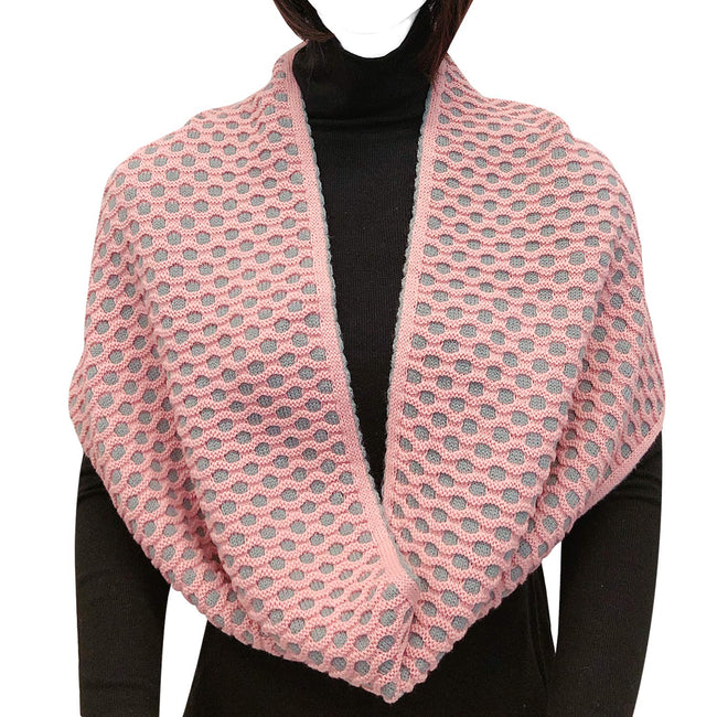 Wrapables Two Tone Warm Winter Knit Infinity Scarf, Pink & Gray