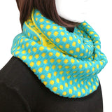 Wrapables Two Tone Warm Winter Knit Infinity Scarf, Aqua & Lime Green