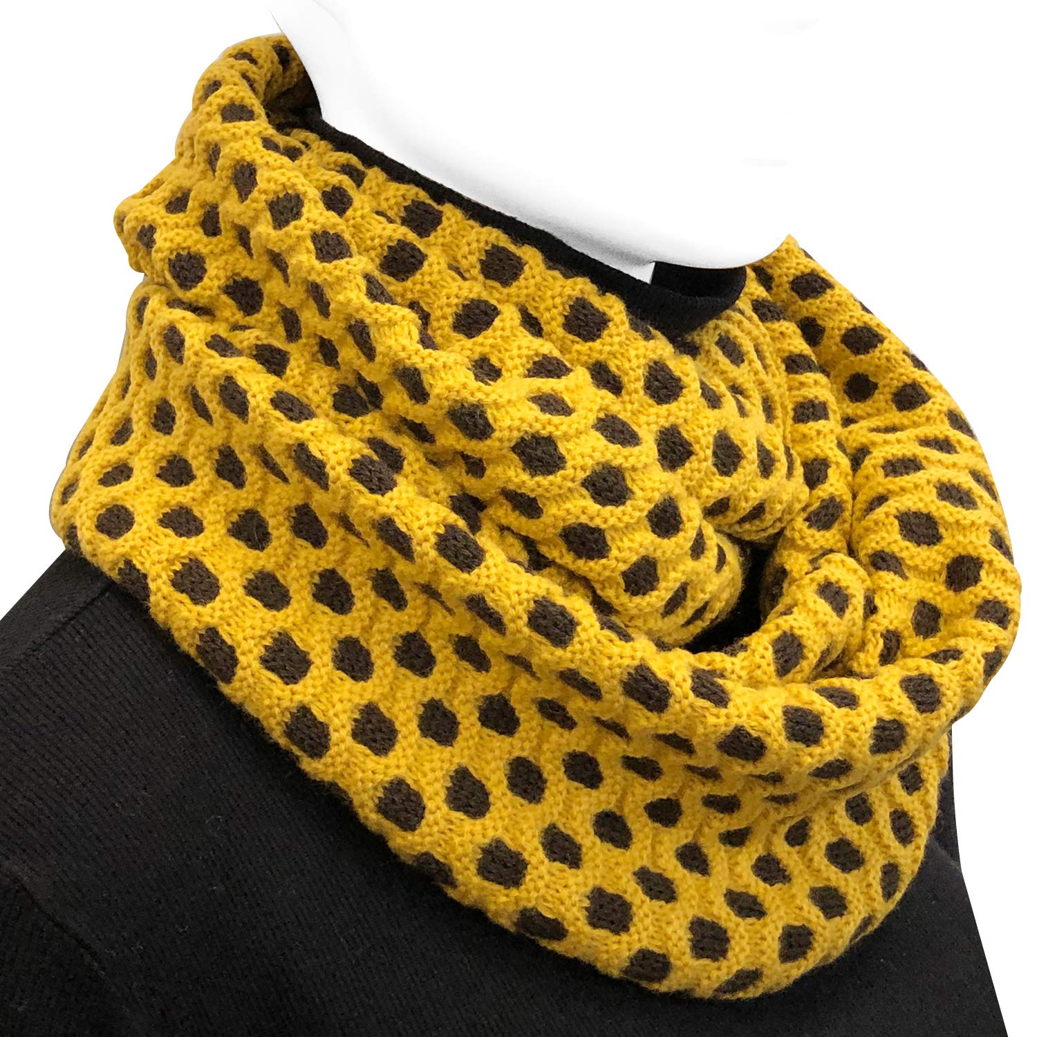 Wrapables Two Tone Warm Winter Knit Infinity Scarf, Yellow & Brown