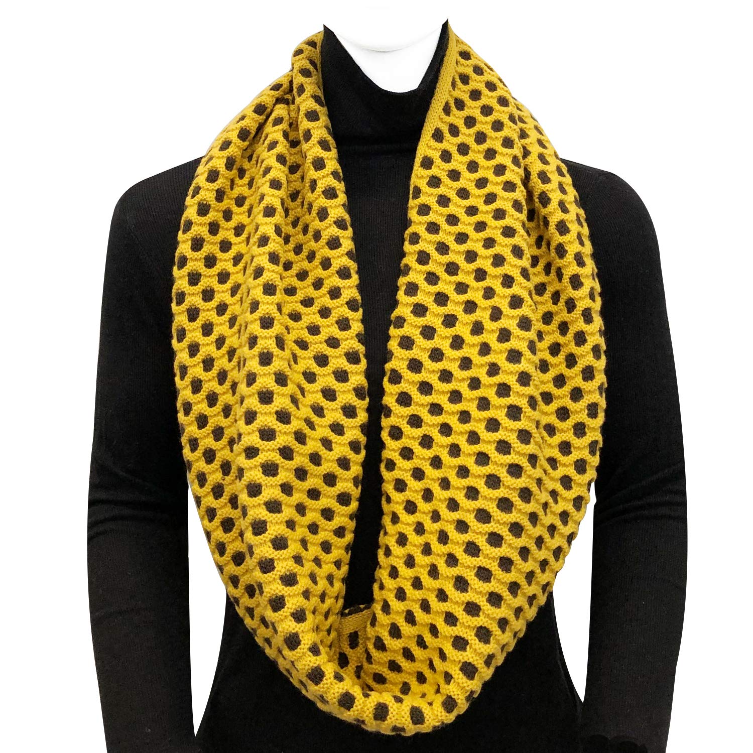 Wrapables Two Tone Warm Winter Knit Infinity Scarf, Yellow & Brown