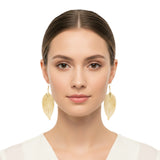 Wrapables Gold Plated Lightweight Filigree Long Leaf Earrings