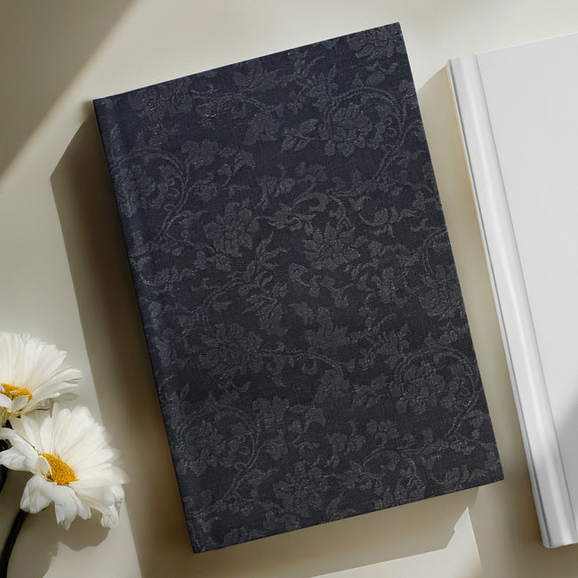 Wrapables 18" x 26" Asian Style Satin Brocade Decorative Gift Wrapping Paper (2 Sheets), Midnight Black