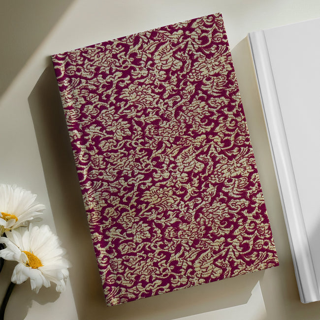 Wrapables 17" x 26" Wild Flower Satin Brocade Decorative Gift Wrapping Paper (2 Sheets), Gold/Burgundy