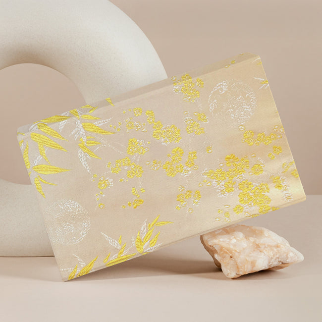 Wrapables Bamboo Satin Brocade Decorative Paper (1 Roll, 2 Sheets), Golden/Cream