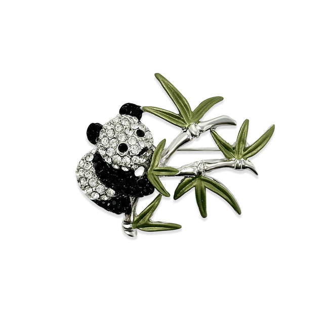 Wrapables Rhinestone Crystal Panda Brooch Pin