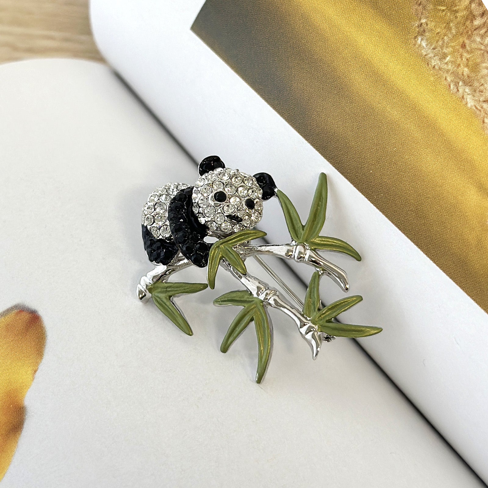 Wrapables Rhinestone Crystal Panda Brooch Pin