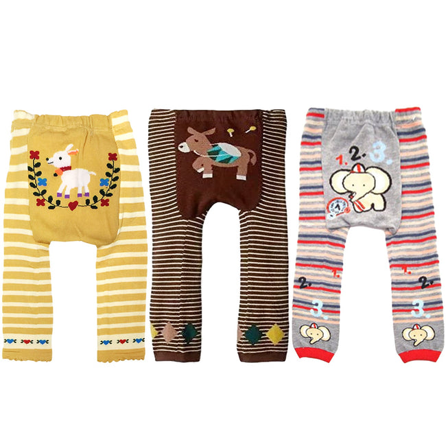Wrapables Baby and Toddler Animal Leggings (Set of 3), 6 to 12 months, Petting Zoo