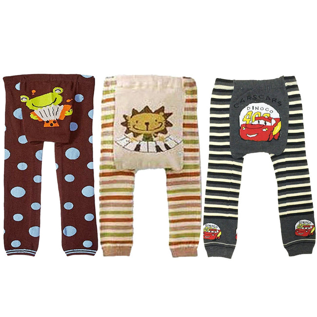 Wrapables Baby and Toddler Animal Leggings (Set of 3), 12 to 24 months, Musical Cars
