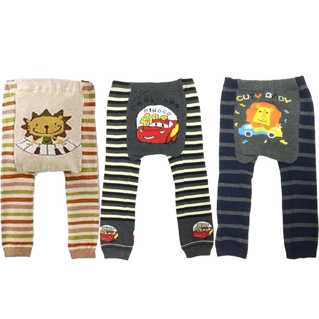Wrapables Baby and Toddler Animal Leggings (Set of 3), 6 to 12 months, Piano Cars