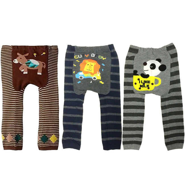 Wrapables Baby and Toddler Animal Leggings (Set of 3), 24 to 36 months, Happy Days