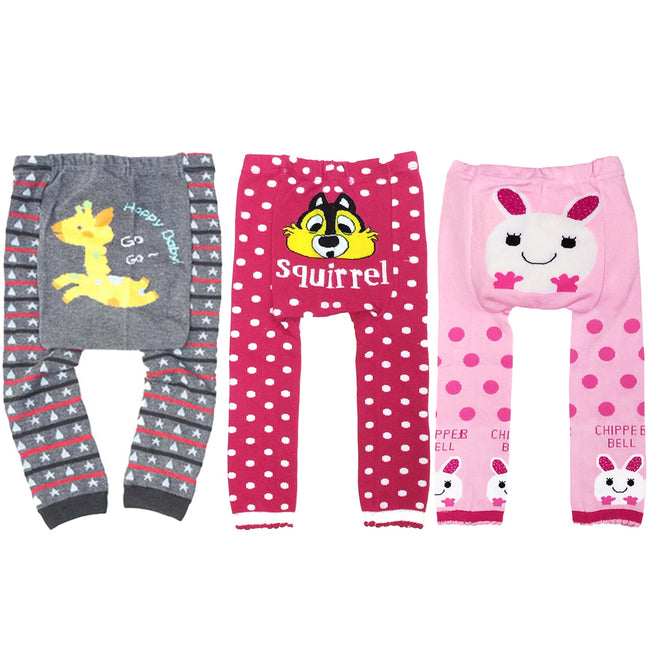 Wrapables Baby and Toddler Animal Leggings (Set of 3), 24 to 36 months, Happy Go Lucky