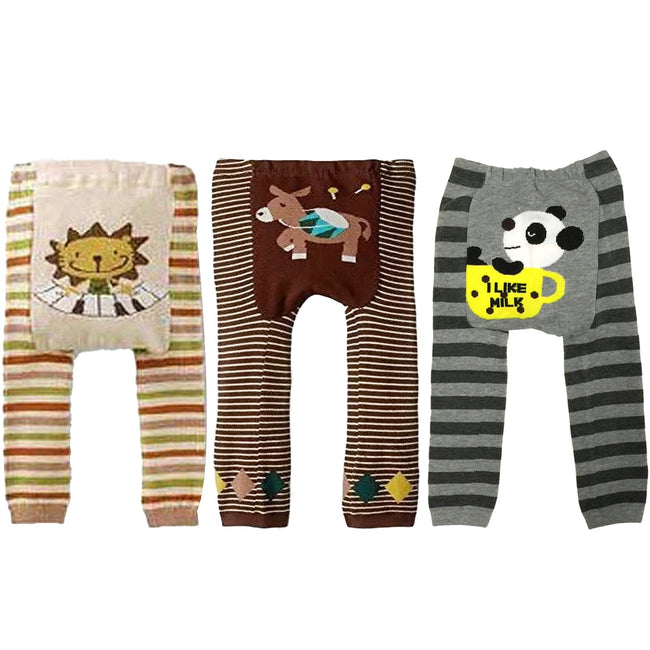 Wrapables Baby and Toddler Animal Leggings (Set of 3), 24 to 36 months, Donkey and Friends