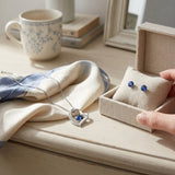 Blue Crystal Jewelry Set - Heart Pendant Necklace and Earrings
