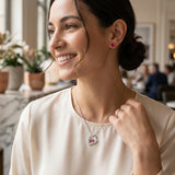 Rose Crystal Jewelry Set - Heart Pendant Necklace and Earrings