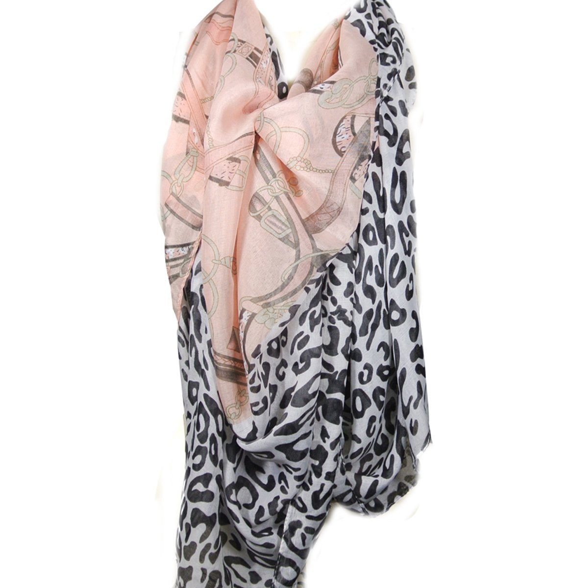Wrapables Leopard and Chain Print Scarf