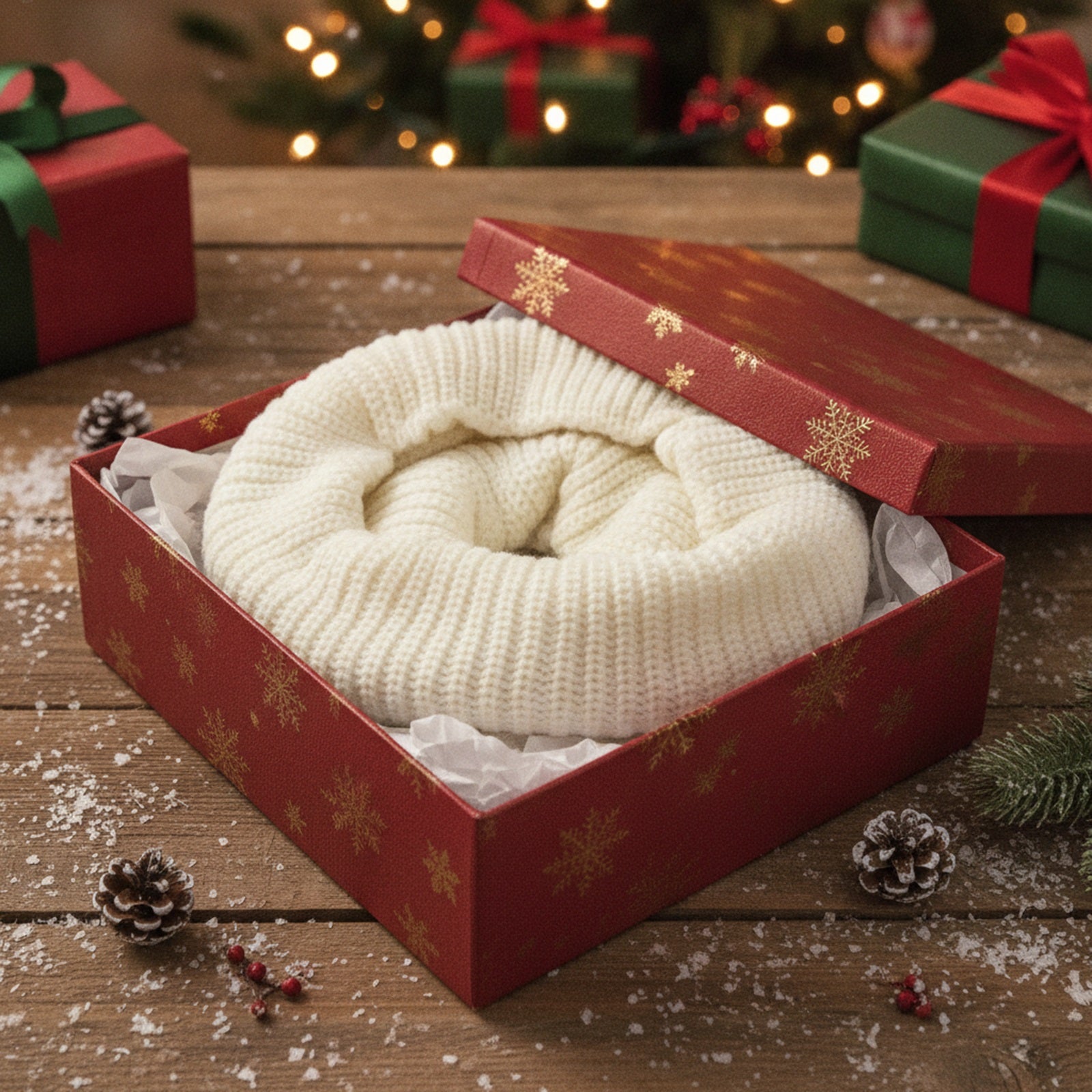 Wrapables Solid Color Warm Winter Knit Infinity Scarf, Off White