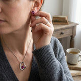 Wrapables Purple Crystal Jewelry Set - Heart Pendant Necklace and Earrings