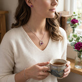 Wrapables Purple Crystal Jewelry Set - Heart Pendant Necklace and Earrings