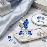 Wrapables Crystal Four Leaf Clover Pendant Necklace and Earrings Jewelry Set