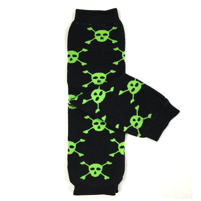 Wrapables Colorful Baby & Toddler Leg Warmers, Skulls Green