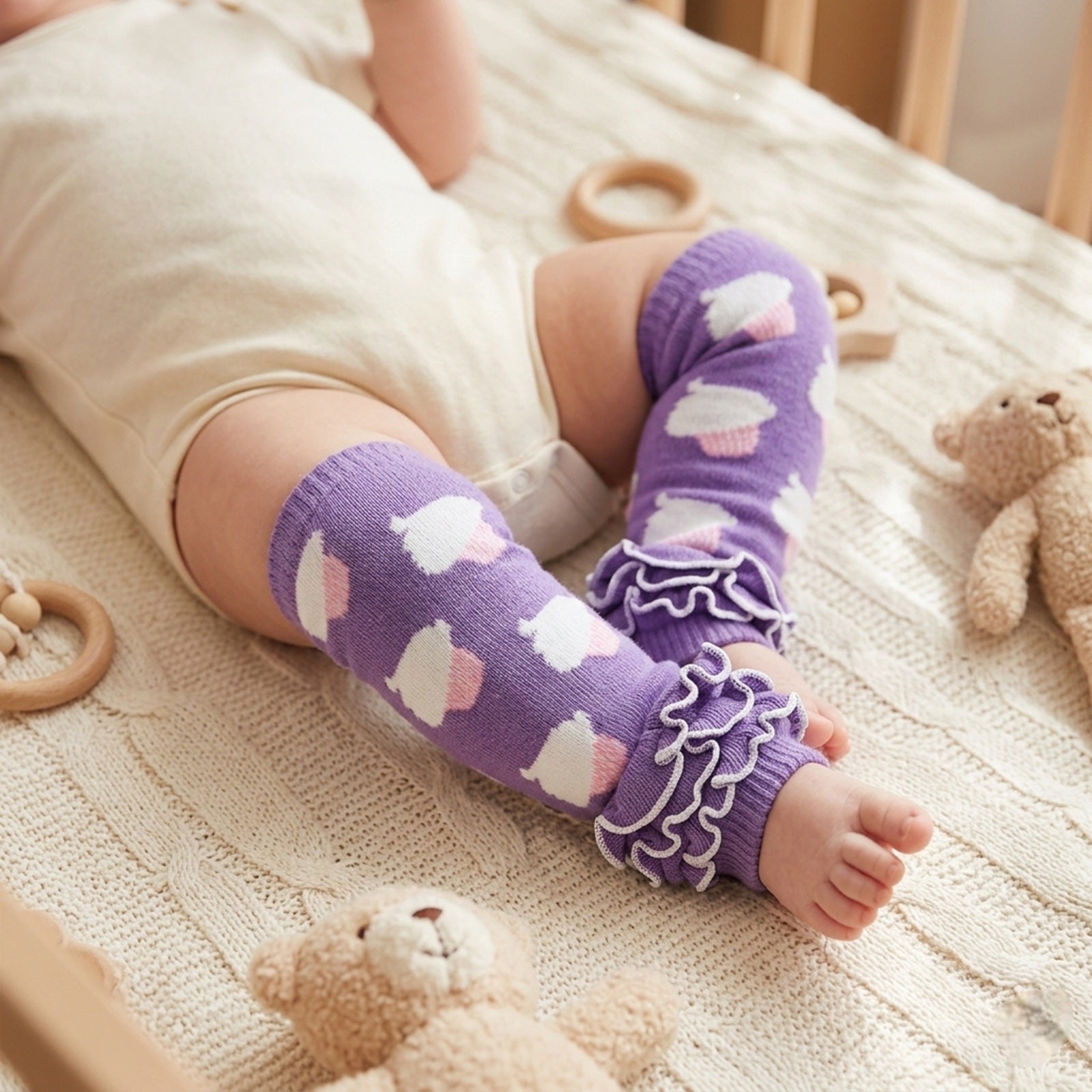 Wrapables Colorful Baby & Toddler Leg Warmers, Cupcakes