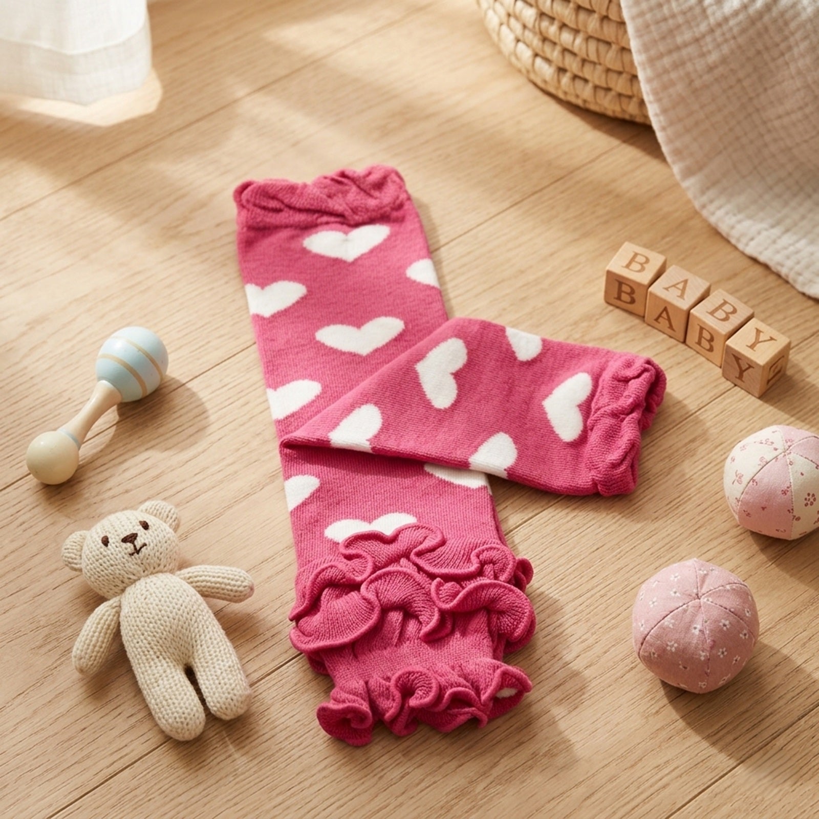 Wrapables Colorful Baby & Toddler Leg Warmers, Hearts & Ruffles