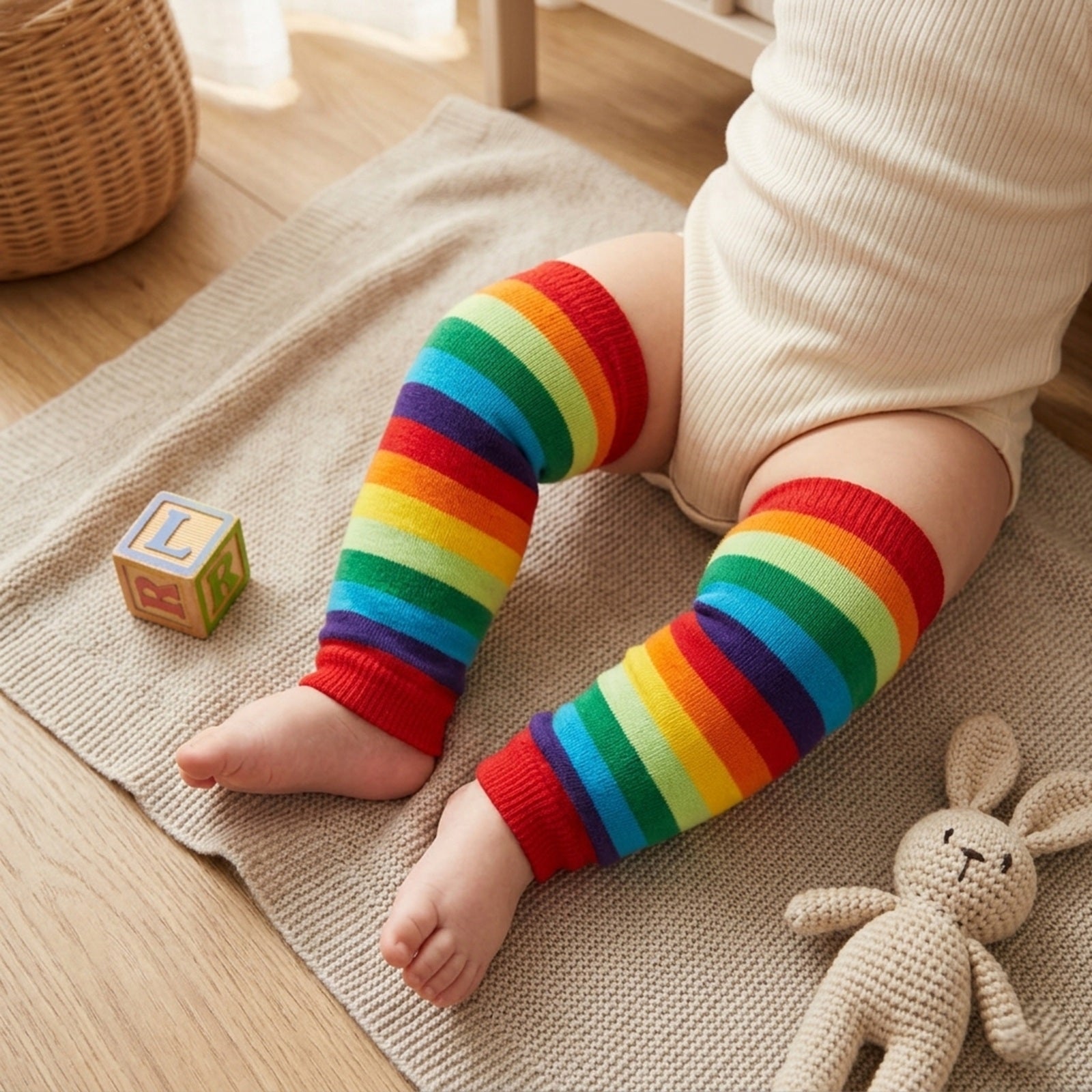 Wrapables Colorful Baby & Toddler Leg Warmers, Rainbow Brite