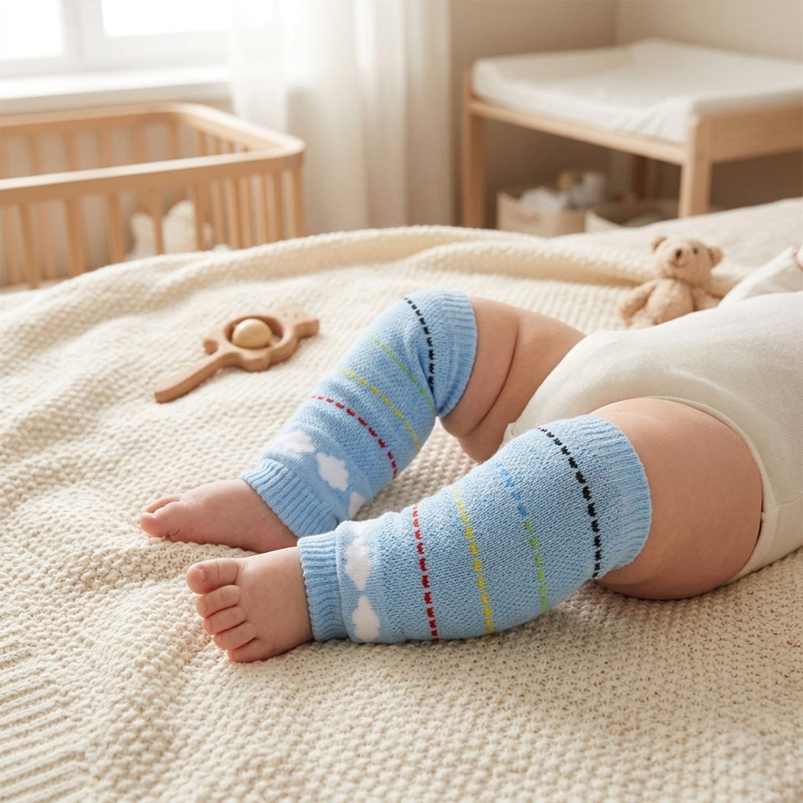 Wrapables Colorful Baby & Toddler Leg Warmers, Rainbow & Clouds