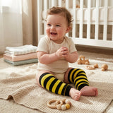 Wrapables Colorful Baby Leg Warmers, Stripes Black & Yellow