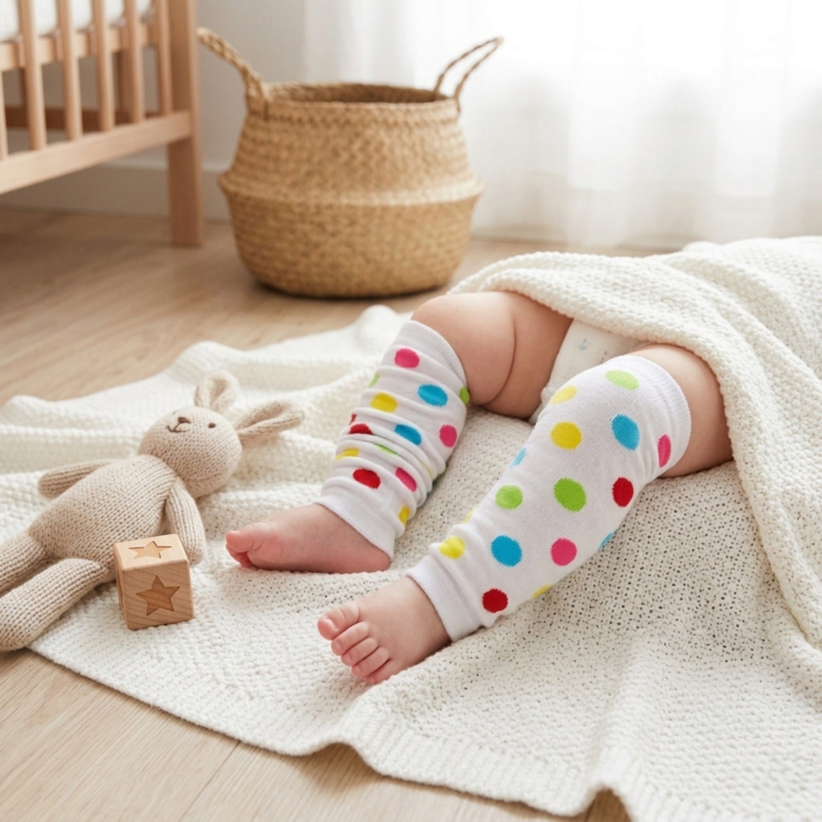 Wrapables Colorful Baby & Toddler Leg Warmers, Dots Multi-Color