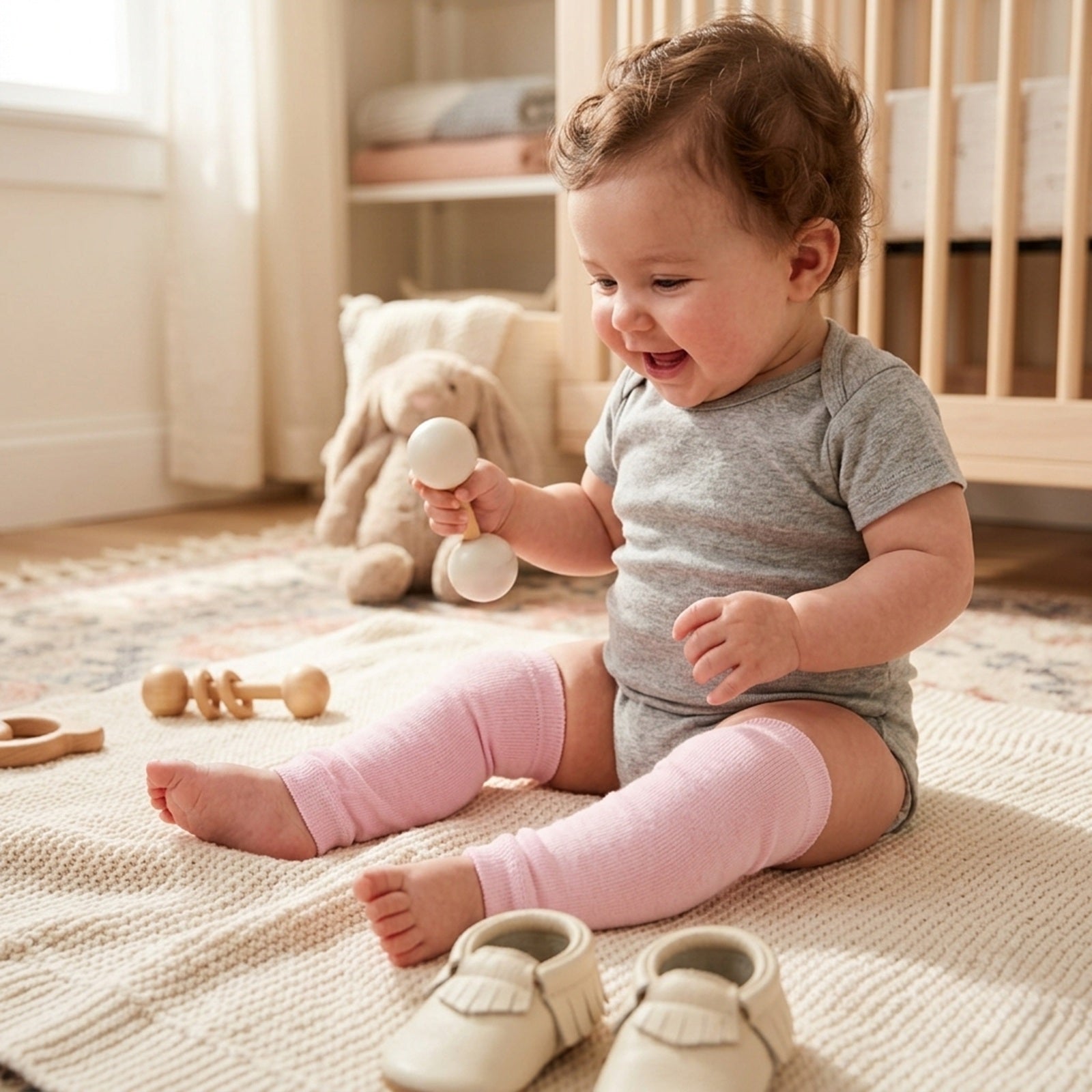 Wrapables Colorful Baby & Toddler Leg Warmers, Solid Pink