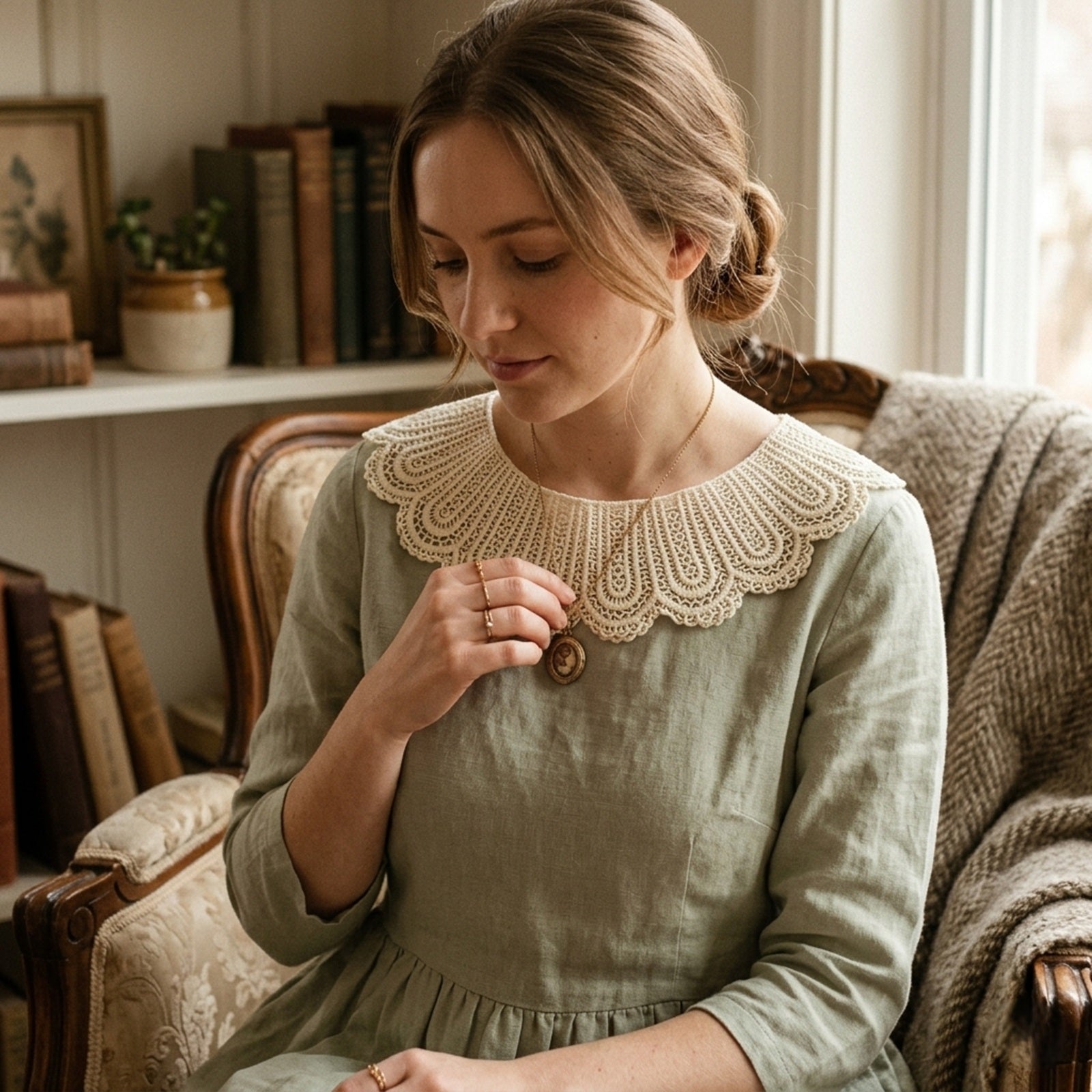 Wrapables Crochet Lace Cream Collar