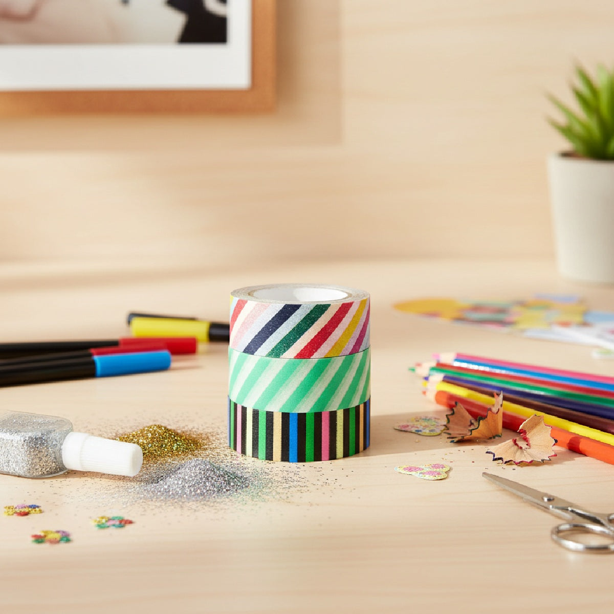 Wrapables Retro Stripes Japanese Washi Masking Tape (Set of 3)