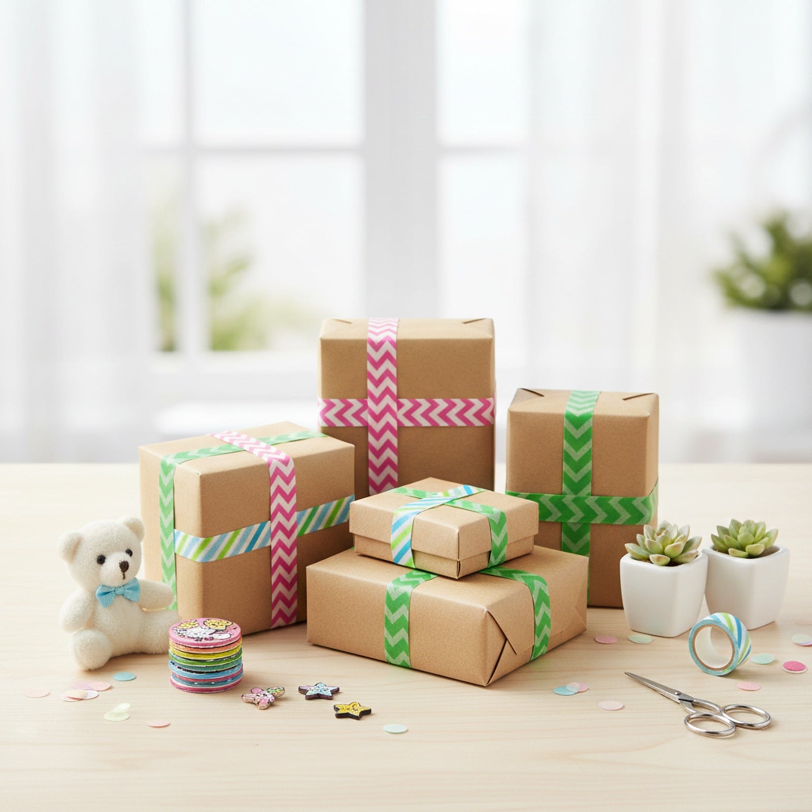 Wrapables Colorful Lines Japanese Washi Masking Tape (Set of 3)