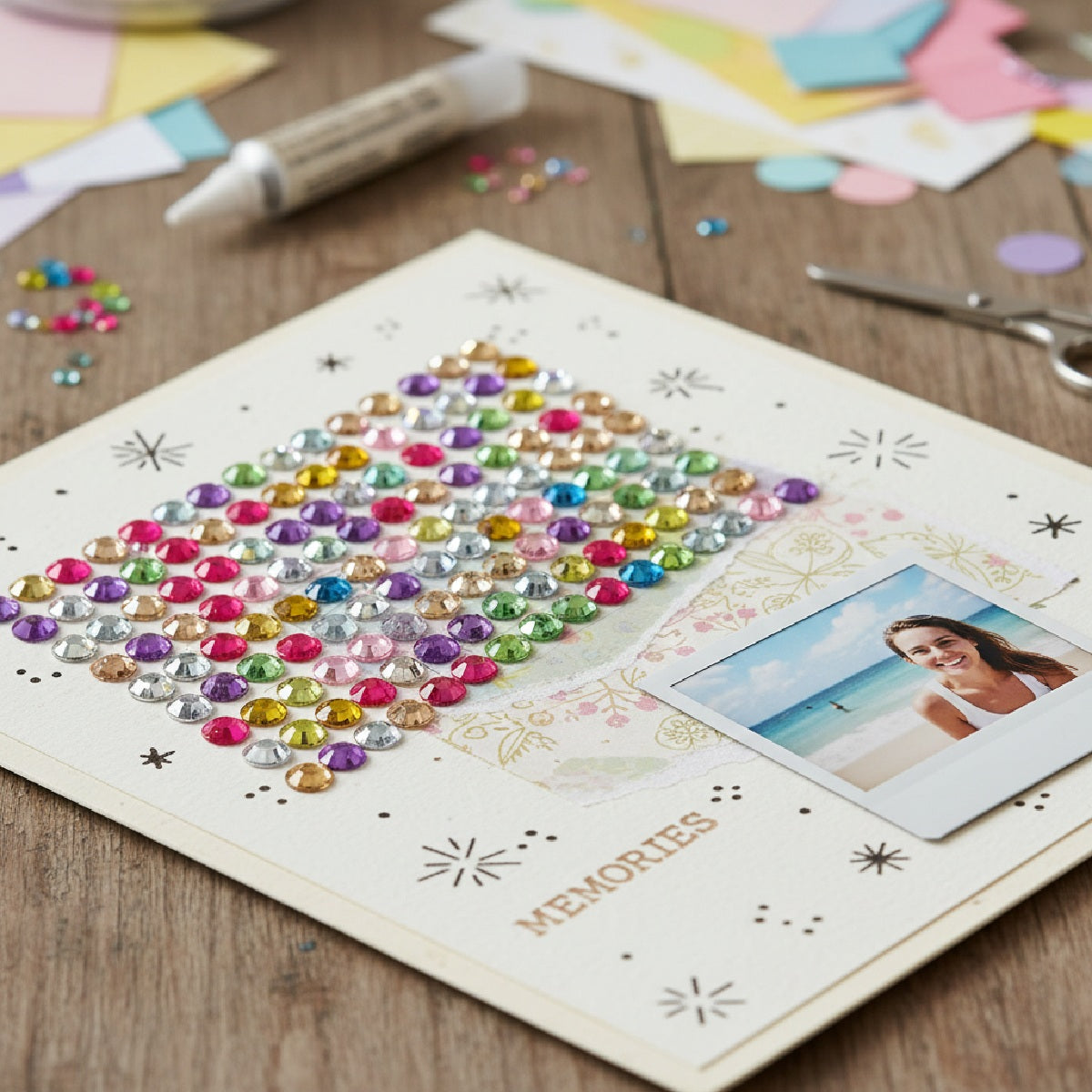 Wrapables 6mm Crystal Diamond Adhesive Rhinestones, 500 pieces, Multi-color