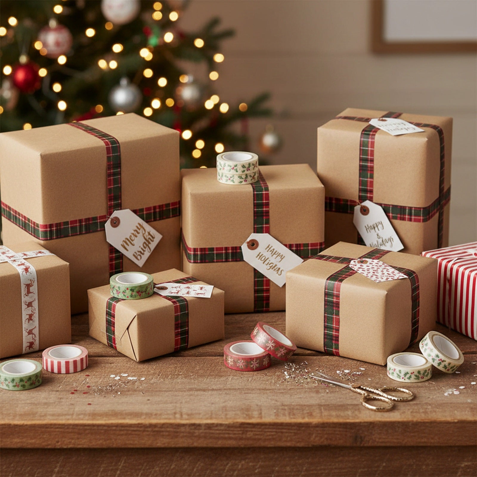 Plaid Pattern Japanese Washi Masking Tape - Christmas Plaid