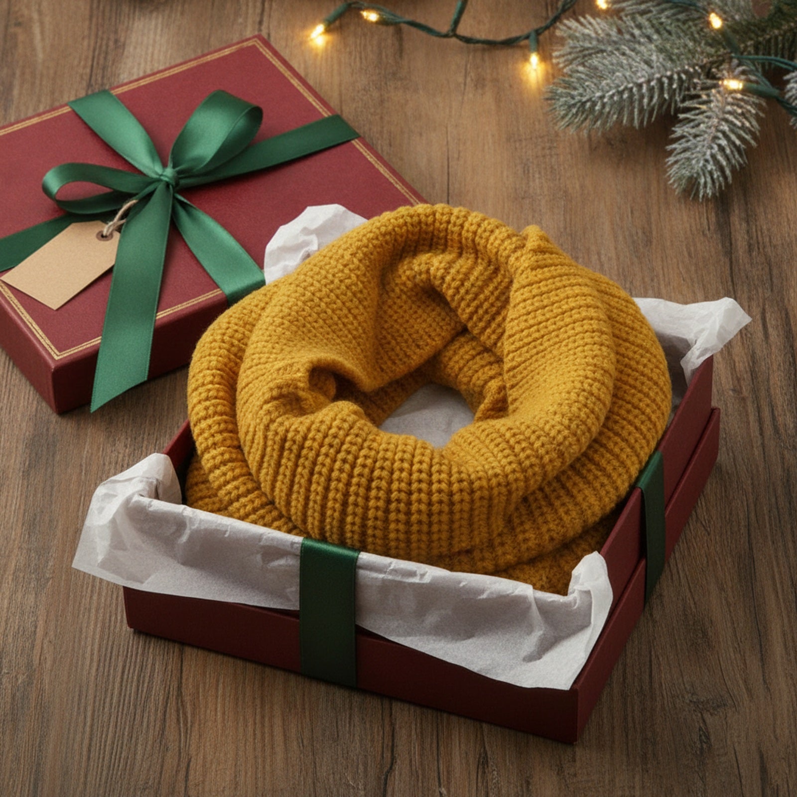 Wrapables Solid Color Warm Winter Knit Infinity Scarf, Saffron