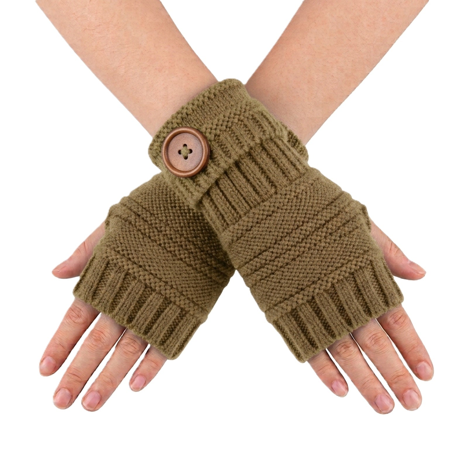 Wrapables Fingerless Gloves with Button Accent