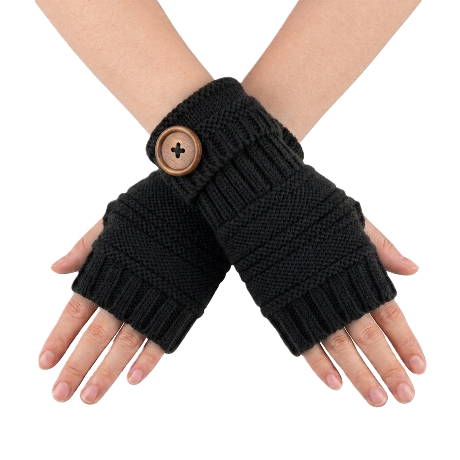 Wrapables Fingerless Gloves with Button Accent