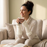 Wrapables Ribbed Arm Warmers / Fingerless Gloves with Floral Accent