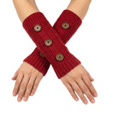 Wrapables Button Accented Knit Arm Warmers, Black