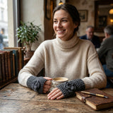 Wrapables Soft Knit Fingerless Gloves with Flower