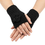 Wrapables Soft Knit Fingerless Gloves with Flower